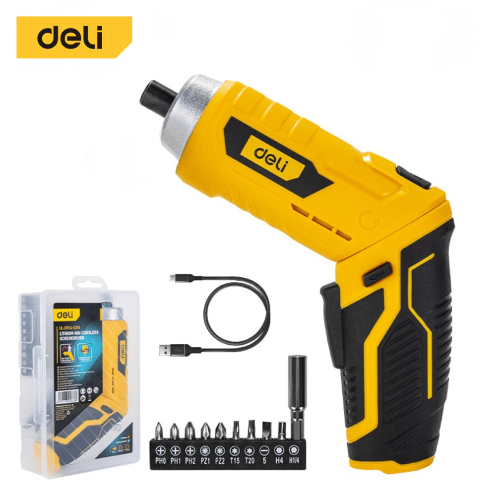 ไขควงไฟฟ้า (พร้อมแบตเตอรี่) DELI EDL-DP04-E2B1-YL-01 3.6V สีเหลือง_9